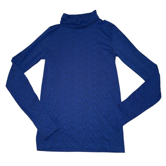 Athleta Flurry Peak Turtleneck Womens Size M Blue Black Long Sleeve Thumb Hole - Picture 1 of 8